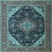 Square Medallion Light Blue Traditional Rug, tr1291lblu