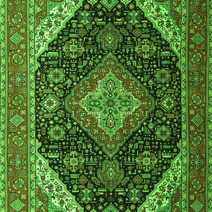 Serging Thickness of Machine Washable Medallion Green Traditional Area Rugs, wshtr1291grn