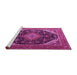 Sideview of Machine Washable Medallion Pink Traditional Rug, wshtr1291pnk