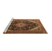 Sideview of Machine Washable Medallion Brown Traditional Rug, wshtr1291brn