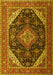 Machine Washable Medallion Yellow Traditional Rug, wshtr1291yw