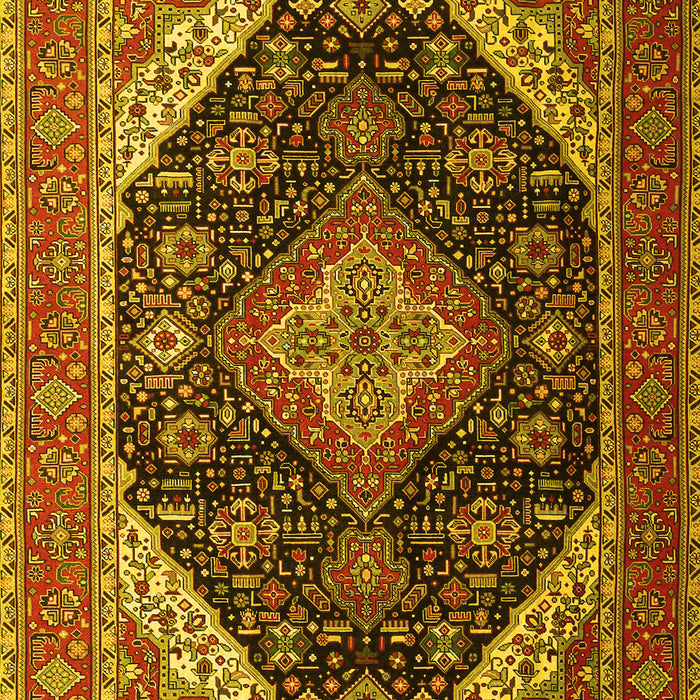 Machine Washable Medallion Yellow Traditional Rug, wshtr1291yw