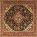 Square Medallion Brown Traditional Rug, tr1291brn