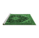 Sideview of Machine Washable Medallion Emerald Green Traditional Area Rugs, wshtr1291emgrn