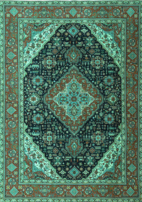 Medallion Turquoise Traditional Rug, tr1291turq