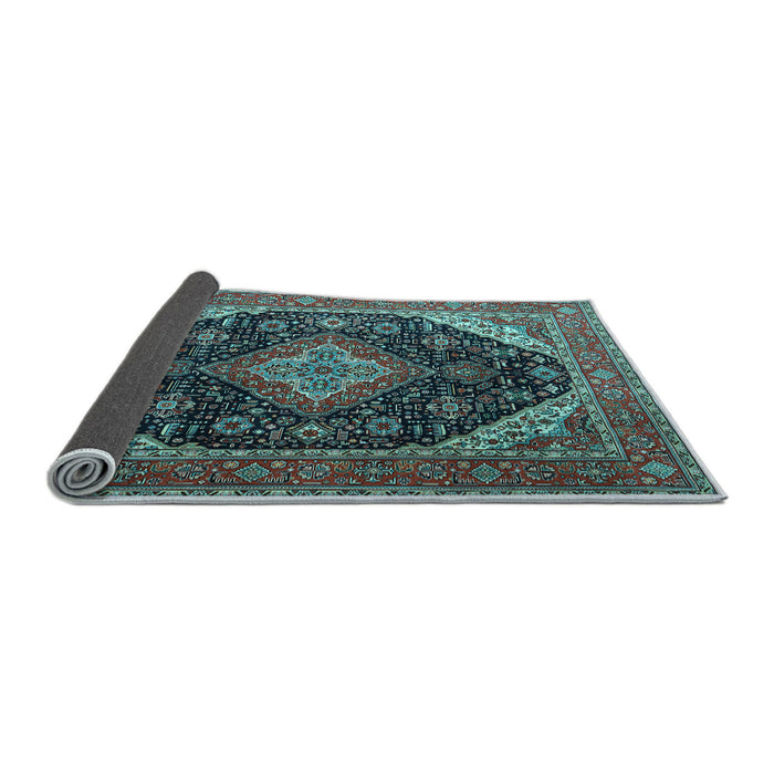 Sideview of Medallion Light Blue Traditional Rug, tr1291lblu