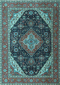 Medallion Light Blue Traditional Rug, tr1291lblu