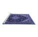 Sideview of Machine Washable Medallion Blue Traditional Rug, wshtr1291blu