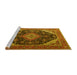 Sideview of Machine Washable Medallion Yellow Traditional Rug, wshtr1291yw