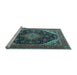 Sideview of Machine Washable Medallion Light Blue Traditional Rug, wshtr1291lblu