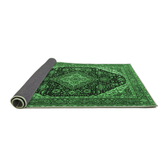 Sideview of Medallion Emerald Green Traditional Rug, tr1291emgrn