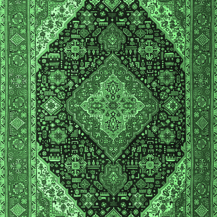 Machine Washable Medallion Emerald Green Traditional Area Rugs, wshtr1291emgrn