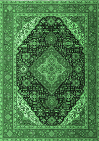 Medallion Emerald Green Traditional Rug, tr1291emgrn