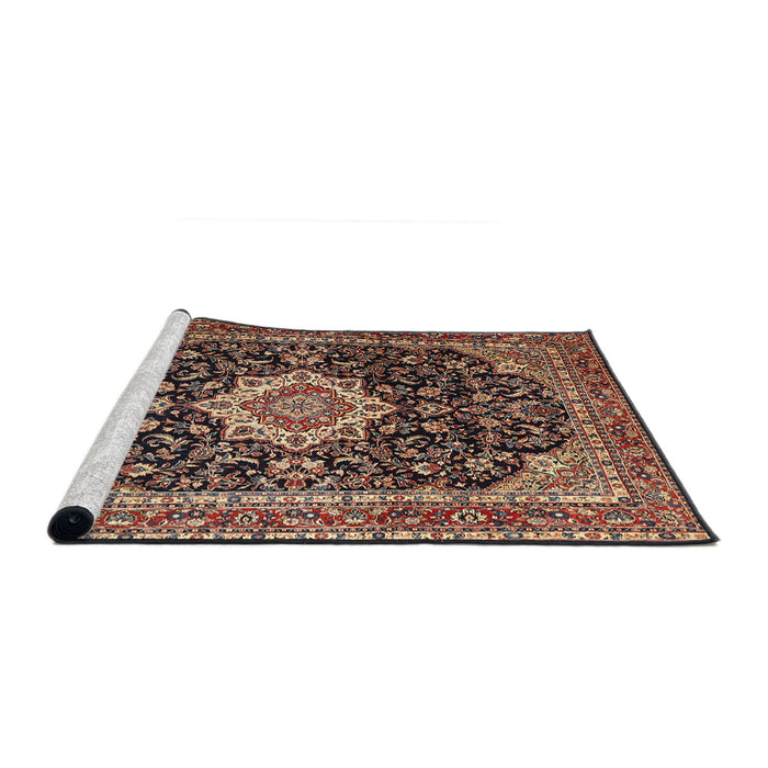 Sideview of Machine Washable Traditional Light Copper Gold Rug, wshtr1292