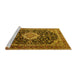 Sideview of Machine Washable Medallion Yellow Traditional Rug, wshtr1292yw