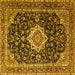 Square Machine Washable Medallion Yellow Traditional Rug, wshtr1292yw