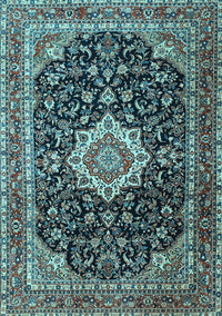 Medallion Light Blue Traditional Rug, tr1292lblu