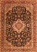 Serging Thickness of Machine Washable Medallion Orange Traditional Area Rugs, wshtr1292org