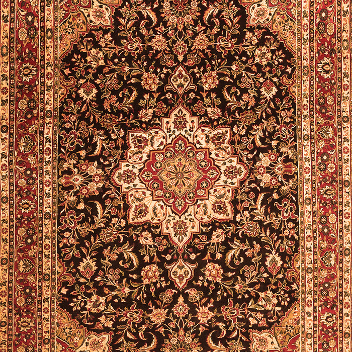 Serging Thickness of Machine Washable Medallion Orange Traditional Area Rugs, wshtr1292org