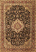 Machine Washable Medallion Brown Traditional Rug, wshtr1292brn