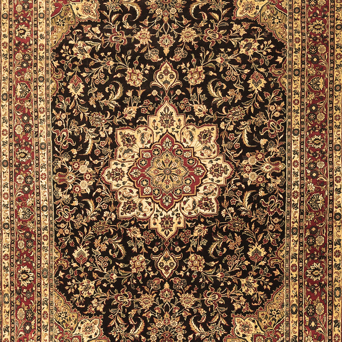 Machine Washable Medallion Brown Traditional Rug, wshtr1292brn
