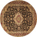 Round Medallion Brown Traditional Rug, tr1292brn