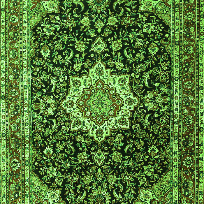 Serging Thickness of Machine Washable Medallion Green Traditional Area Rugs, wshtr1292grn