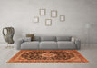 Machine Washable Medallion Orange Traditional Area Rugs in a Living Room, wshtr1292org