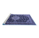 Sideview of Machine Washable Medallion Blue Traditional Rug, wshtr1292blu