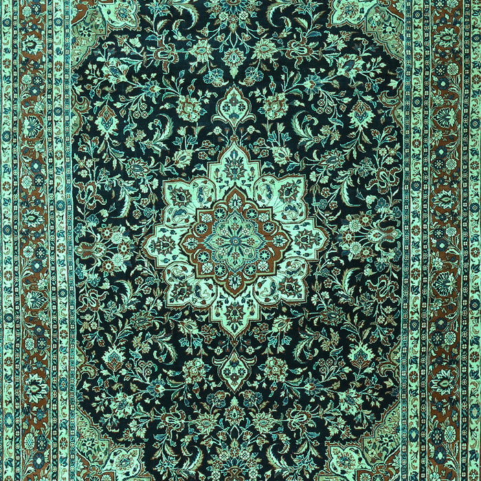 Machine Washable Medallion Turquoise Traditional Area Rugs, wshtr1292turq