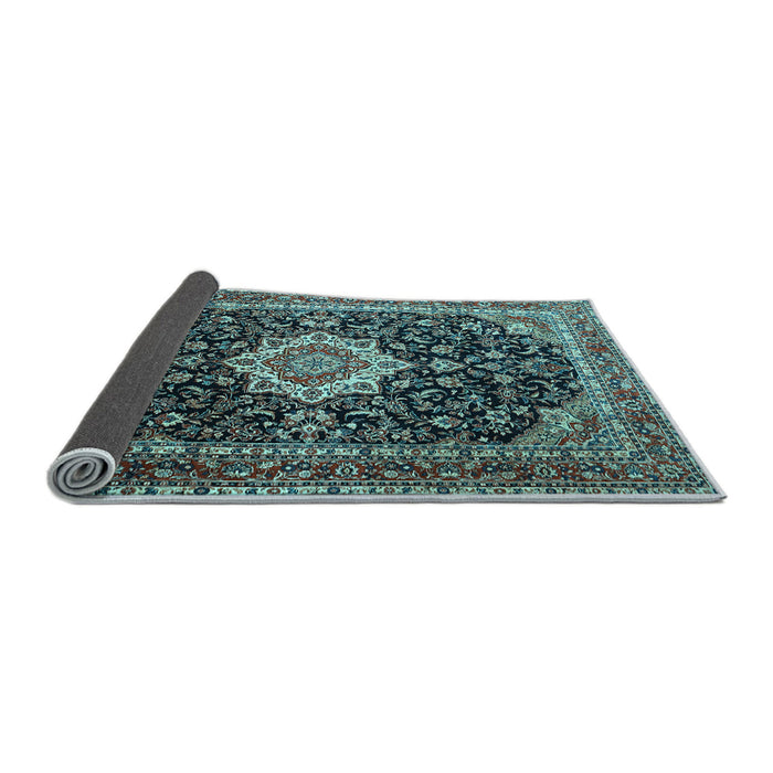 Sideview of Medallion Light Blue Traditional Rug, tr1292lblu