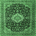 Square Machine Washable Medallion Emerald Green Traditional Area Rugs, wshtr1292emgrn