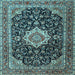 Square Medallion Light Blue Traditional Rug, tr1292lblu