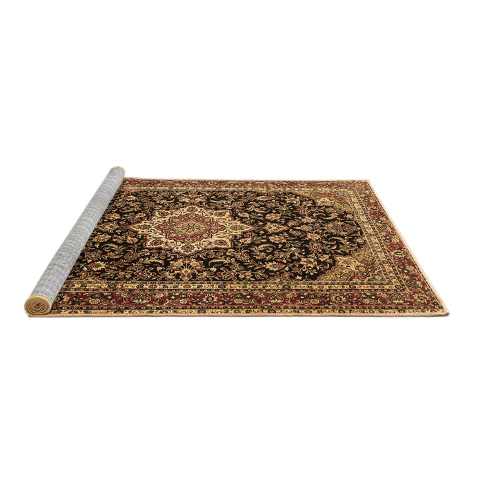 Sideview of Machine Washable Medallion Brown Traditional Rug, wshtr1292brn