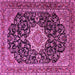 Square Machine Washable Medallion Pink Traditional Rug, wshtr1292pnk