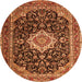 Machine Washable Medallion Orange Traditional Area Rugs, wshtr1292org