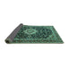 Sideview of Medallion Turquoise Traditional Rug, tr1292turq