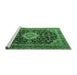 Sideview of Machine Washable Medallion Emerald Green Traditional Area Rugs, wshtr1292emgrn