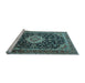 Sideview of Machine Washable Medallion Light Blue Traditional Rug, wshtr1292lblu