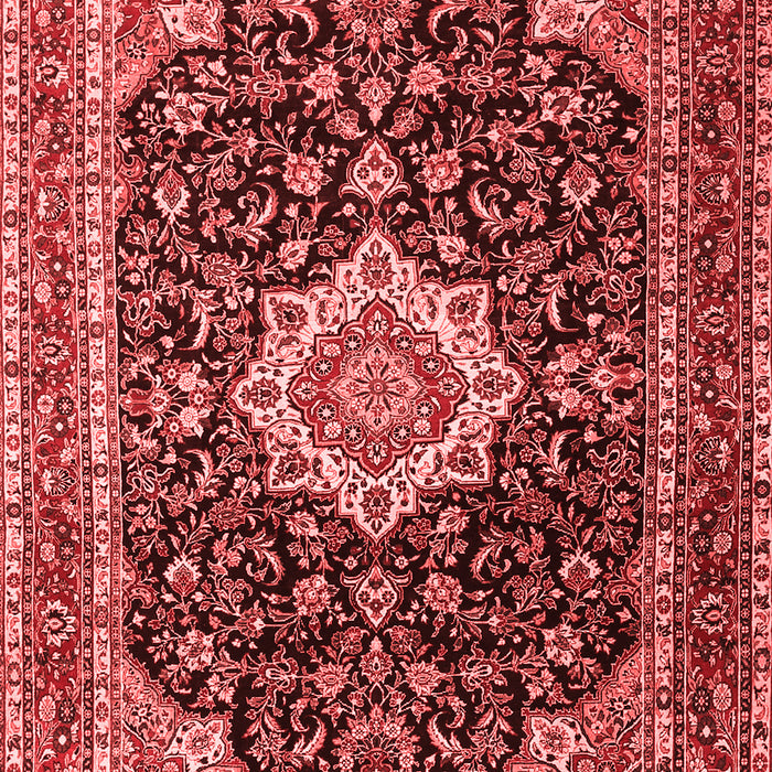 Machine Washable Medallion Red Traditional Rug, wshtr1292red