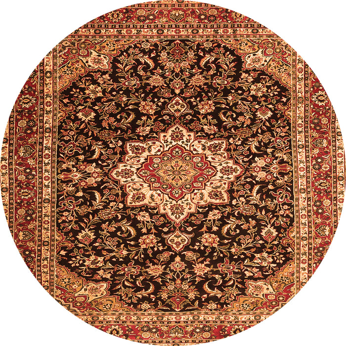 Square Medallion Orange Traditional Rug, tr1292org