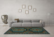 Machine Washable Persian Turquoise Traditional Area Rugs in a Living Room,, wshtr1293turq