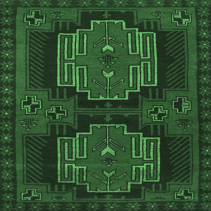 Square Persian Emerald Green Traditional Rug, tr1293emgrn
