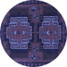 Round Machine Washable Persian Blue Traditional Rug, wshtr1293blu