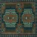 Square Persian Turquoise Traditional Rug, tr1293turq