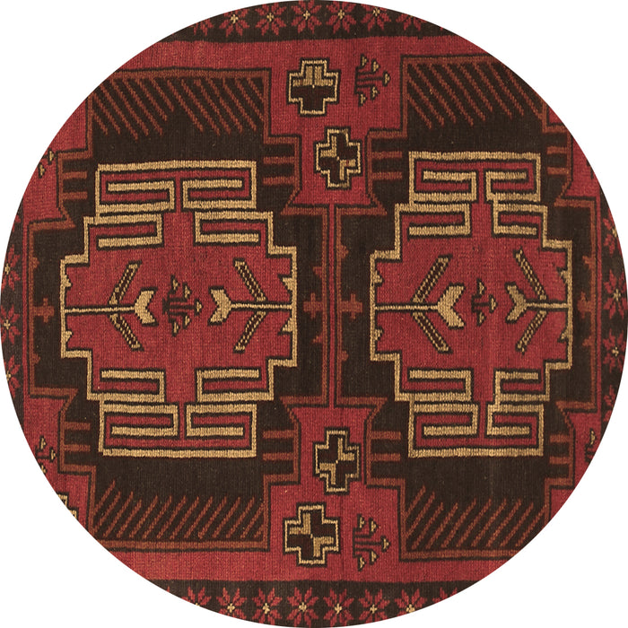 Round Persian Brown Traditional Rug, tr1293brn