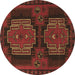 Round Persian Brown Traditional Rug, tr1293brn