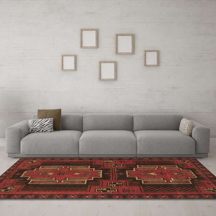 Machine Washable Persian Brown Traditional Rug in a Living Room,, wshtr1293brn