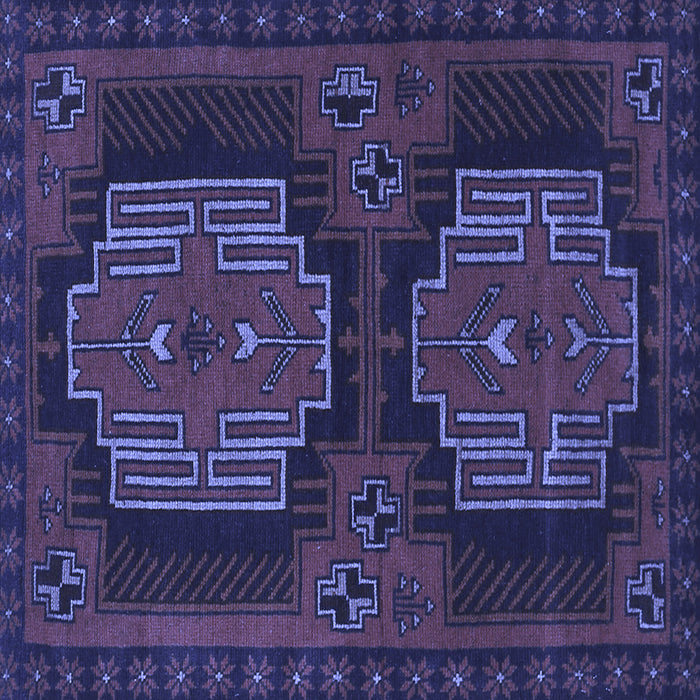 Square Machine Washable Persian Blue Traditional Rug, wshtr1293blu