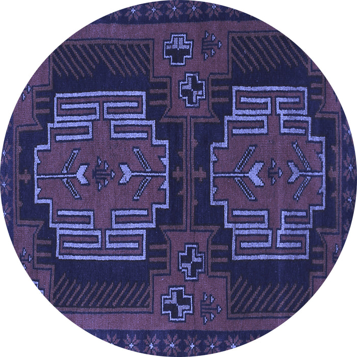 Round Persian Blue Traditional Rug, tr1293blu